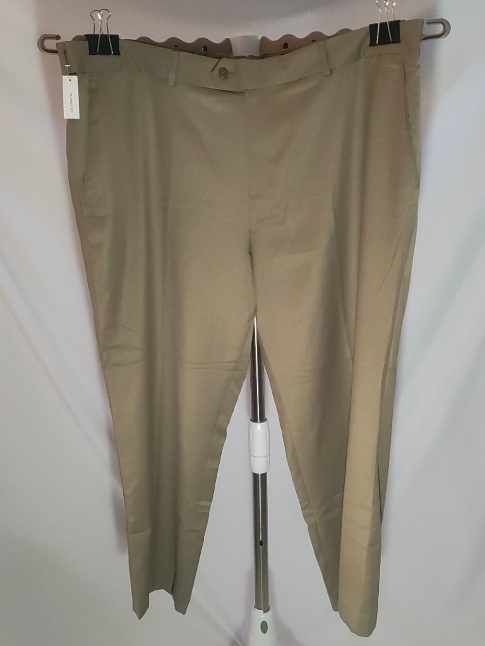 Stafford Travel Big & Tall Sharkskin Flat Front Dress Pants 48x30 Brown
